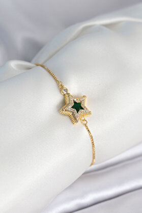 Toptan Bulurum Yıldız Model Asansörlü Gold Renk Kadın Bileklik