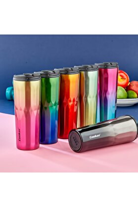 Go İthalat 500Ml Di̇amond Termos Bardak Renkli̇ Paslanmaz Çeli̇k - Kaydırmaz Tpr Taban - Sızdırmaz Kapak (5314)