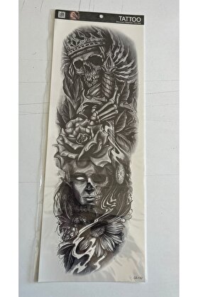 Ai̇rbrush Tattoo Kral Kuru Kafa 1 Hafta Kalıcı Tam Kol Kaplama Bacak Yapıştırma Geçi̇ci̇ Dövme 46 Cm
