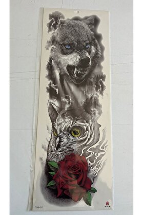 Ai̇rbrush Tattoo Bozkurt Baykuş 1 Hafta Kalıcı Tam Kol Bacak Yapıştırma Geçi̇ci̇ Dövme 46 Cm