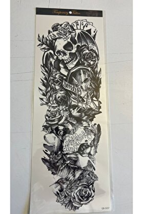 Ai̇rbrush Tattoo İskelet 1 Hafta Kalıcı Tam Kol Kaplama Bacak Yapıştırma Geçi̇ci̇ Dövme 46 Cm