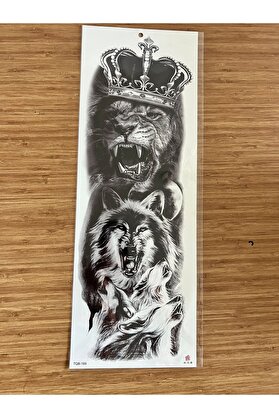 Ai̇rbrush Tattoo Aslan Kurt 1 Hafta Kalıcı Tam Kol Bacak Yapıştırma Geçi̇ci̇ Dövme 46 Cm