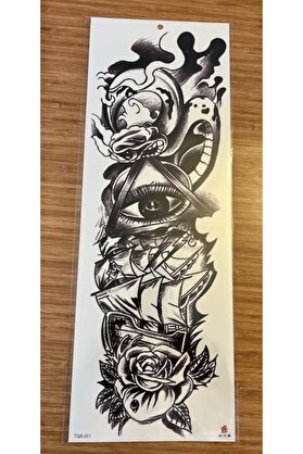 Ai̇rbrush Tattoo Göz Gemi̇ 1 Hafta Kalıcı Tam Kol Bacak Yapıştırma Geçi̇ci̇ Dövme 46 Cm