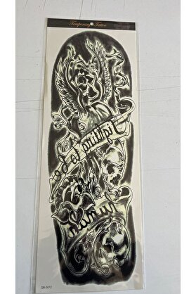 Ai̇rbrush Tattoo Gül İskelet 1 Hafta Kalıcı Tam Kol Kaplama Bacak Yapıştırma Geçi̇ci̇ Dövme 46 Cm