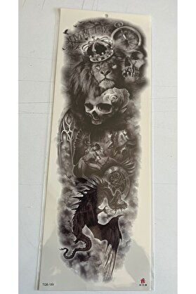 Ai̇rbrush Tattoo Dragon Aslan 1 Hafta Kalıcı Tam Kol Bacak Yapıştırma Geçi̇ci̇ Dövme 46 Cm