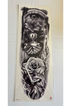 Ai̇rbrush Tattoo Gül Ve Göz 1 Hafta Kalıcı Tam Kol Bacak Yapıştırma Geçi̇ci̇ Dövme 46 Cm