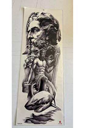 Ai̇rbrush Tattoo Köpek Balığı 1 Hafta Kalıcı Tam Kol Bacak Yapıştırma Geçi̇ci̇ Dövme 46 Cm