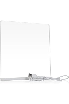 STOREMAX modaflux LED Işıklı Akrilik Yazı Tahtası - 20x20 cm Şeffaf Not Panosu, USB Bağlantılı, 7 Renkli ve D