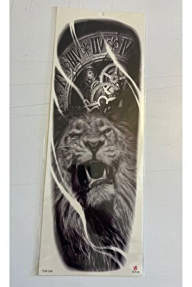 Ai̇rbrush Tattoo Aslan 1 Hafta Kalıcı Tam Kol Kaplama Bacak Yapıştırma Geçi̇ci̇ Dövme 46 Cm