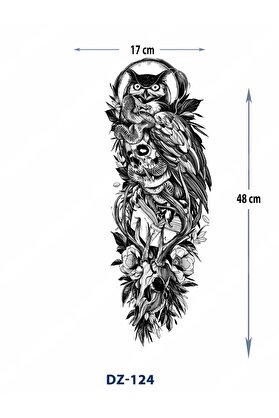 Ai̇rbrush Tattoo Baykuş 1 Hafta Kalıcı Tam Kol Bacak Yapıştırma Geçi̇ci̇ Dövme 46 Cm