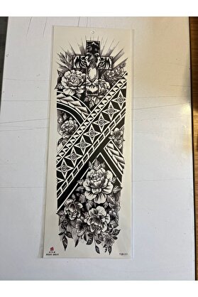Ai̇rbrush Tattoo Haç Çi̇çek 1 Hafta Kalıcı Tam Kol Bacak Yapıştırma Geçi̇ci̇ Dövme 46 Cm