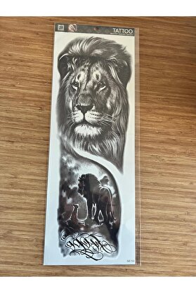 Ai̇rbrush Tattoo Aslan 1 Hafta Kalıcı Tam Kol Bacak Yapıştırma Geçi̇ci̇ Dövme 46 Cm