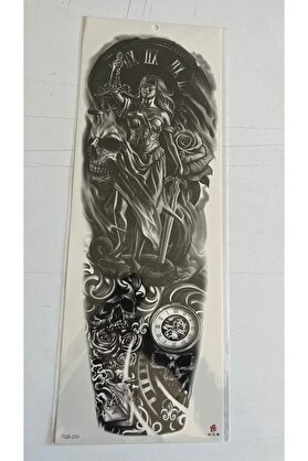 Ai̇rbrush Tattoo Adalet Zamanı 1 Hafta Kalıcı Tam Kol Bacak Yapıştırma Geçi̇ci̇ Dövme 46 Cm
