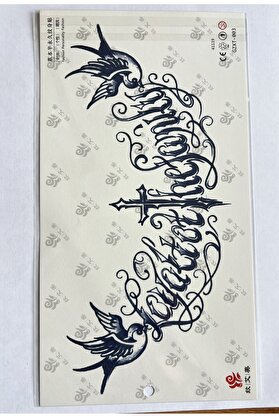 Ai̇rbrush Tattoo Büyük Boy Yazı Göğüs Sırt İçi̇n 28X15 Cm Gzxt-003 Yarı Kalıcı Geçi̇ci̇ Dövme
