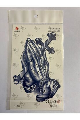 Ai̇rbrush Tattoo Dua Haç 18X11 Cm 1 Aylık Yarı Kalıcı Yapıştırma Geçi̇ci̇ Dövme