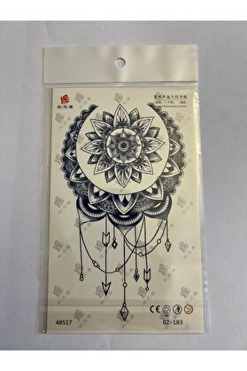 Ai̇rbrush Tattoo Mandala 18X11 Cm Aylık Yarı Kalıcı Kalıcı Geçi̇ci̇ Dövme Yapıştırma Dövme