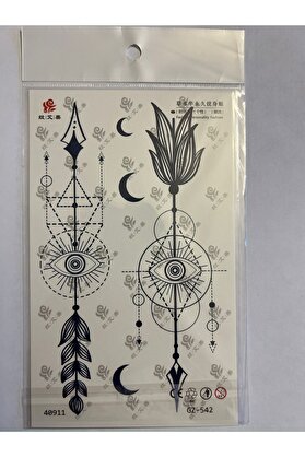 Ai̇rbrush Tattoo Ok Ve Göz 18X11 Cm 1 Aylık Yarı Kalıcı Yapıştırma Geçi̇ci̇ Dövme