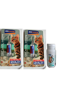 Zonax Kedi̇ler İçi̇n En.se Damlası 2 Ml X 2 Adet + Bi̇yo Calci̇vi̇t D 60 Tablet