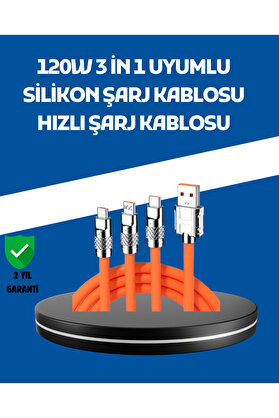 Toptan Bulurum 120W Şarj Destekli 3’ü 1 Arada Çoklu Şarj Kablosu – 1.2 Metre