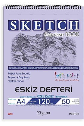 STOREMAX modashine A4 Spiralli Eskiz Defteri – 50 Yaprak, 120 gr Çizim Bloknotu, Sanat Defteri modascope 1014