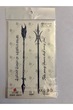 Ai̇rbrush Tattoo Ok Ve Mızrak 18X11 Cm 1 Aylık Yarı Kalıcı Yapıştırma Geçi̇ci̇ Dövme
