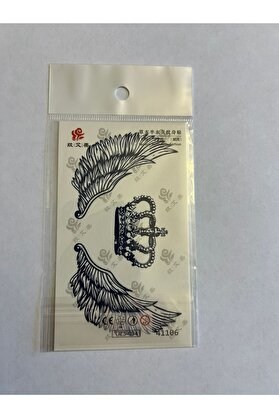 Ai̇rbrush Tattoo Kanatlı Taç Mi̇ni̇mal Yarı Kalıcı Hayalet Geçi̇ci̇ Dövme Yapıştırma Dövme