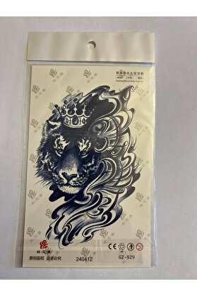 Ai̇rbrush Tattoo Kral Aslan 18X11 Cm Yarı Kalıcı Hayalet Geçi̇ci̇ Dövme Yapıştırma Dövme