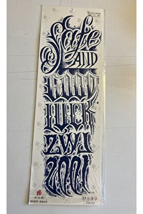 Ai̇rbrush Tattoo Goti̇k Yazı 3 Hafta Kalıcı Tam Kol Bacak Kaplama Yapıştırma Geçi̇ci̇ Dövme 46 Cm