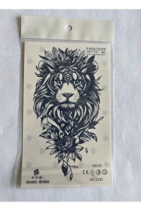 Ai̇rbrush Tattoo Zari̇f Aslan 18X11 Cm Yarı Kalıcı Geçi̇ci̇ Dövme