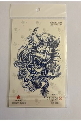Ai̇rbrush Tattoo Şeytan 18X11 Cm 1 Ay Kalıcı Geçi̇ci̇ Dövme Yapıştırma Dövme