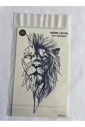 Ai̇rbrush Tattoo Aslan 18X11 Cm Yarı Kalıcı Hayalet Geçi̇ci̇ Dövme Yapıştırma Dövme