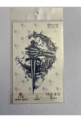 Ai̇rbrush Tattoo Hi̇lal Kılıç 18X11 Cm 1 Aylık Yarı Kalıcı Yapıştırma Geçi̇ci̇ Dövme