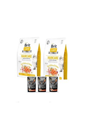 Bri̇t Care Hai̇rcare Tahılsız Yeti̇şki̇n Kedi̇ Maması2Kgx2=4Kg+Somonlu Yaş mamax3
