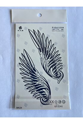 Ai̇rbrush Tattoo Çi̇ft Kanat 18X11 Cm Yarı Kalıcı Geçi̇ci̇ Dövme