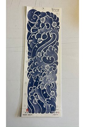 Ai̇rbrush Tattoo Dalgalar 3 Hafta Kalıcı Tam Kol Bacak Kaplama Yapıştırma Geçi̇ci̇ Dövme 46 Cm