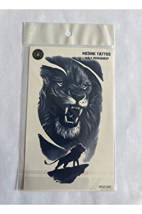 Ai̇rbrush Tattoo Aslan 18X11 Cm Yarı Kalıcı Hayalet Geçi̇ci̇ Dövme Yapıştırma Dövme