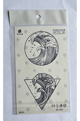 Ai̇rbrush Tattoo Dalgalar 18X11 Cm Yarı Kalıcı Geçi̇ci̇ Dövme
