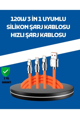 gizmurstore 120W Şarj Destekli 3’ü 1 Arada Çoklu Şarj Kablosu – 1.2 Metre