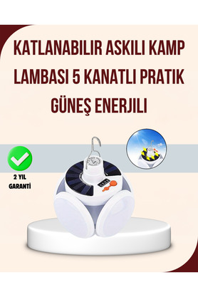Toptan Bulurum Güneş Enerjili USB Şarj Edilebilir 5 Modlu Katlanabilir LED Kamp Işığı
