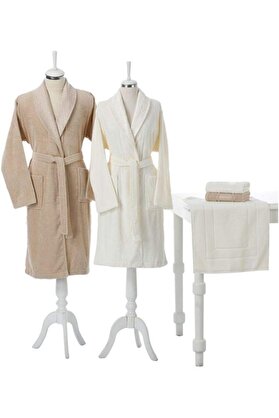STOREMAX shopverse Aile Bornoz Set Camella Bej Krem Paspas He trendflick 1014773