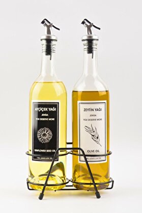 STOREMAX shopverse Şeffaf 750 Ml Siyah Beyaz Etiketli Siyah Akıtıcılı Yağlık Yağdanlık trendflick 1014773