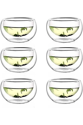 STOREMAX shopverse 6'lı 100 ml Çift Cidarlı Cam Reçellik, Sunumluk ve Çerezlik Mini Kase Seti – Şık ve F