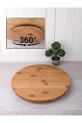 STOREMAX shopverse Bambu 360 Derece Dönen Lüx Servis Sunum Tabağı, 30 cm, Pizza ve Peynir Sunum Tahtası trend
