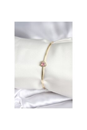 Epi̇lons Pembe Zi̇rkon Taşlı Kalp Model Gold Renk Kadın Bi̇lekli̇k - Li̇si̇nya