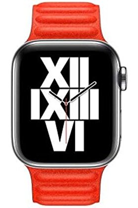 STOREMAX shopverse İle Uyumlu 44mm KRD-34 Deri Kordon Kırmızı trendflick 1014773