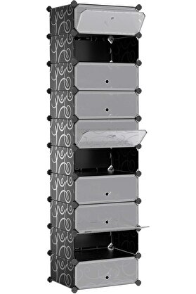 STOREMAX shopverse 10 Seviyeli Ayakkabı Dolabı, DIY, PP Plastikten, Devrilme Korumalı, 48 x 36 x 173 cm, Siya