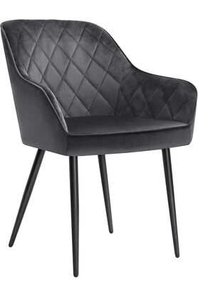STOREMAX shopverse Yemek Odası, Koltuk, Kolçaklı, Dolgulu, Metal Ayaklar, Kadife Kılıf, 110 Kg Taşıma Kapasit