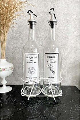 STOREMAX shopverse Beyaz Akıtıcılı Şeffaf 750 Ml Beyaz Etiketli Yağlık Yağdanlık trendflick 1014773