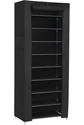 STOREMAX shopverse Toz Geçirmez Örtülü 10 Katlı Metal Ayakkabı Rafı, Siyah, RXJ10H trendflick 1014773
