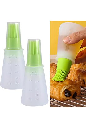 STOREMAX shopverse 2’li Silikon Fırçalı Yağdanlık – Mililitrelik Ölçülü, Damlama Yapmaz Yağ Şişesi Seti | Mut